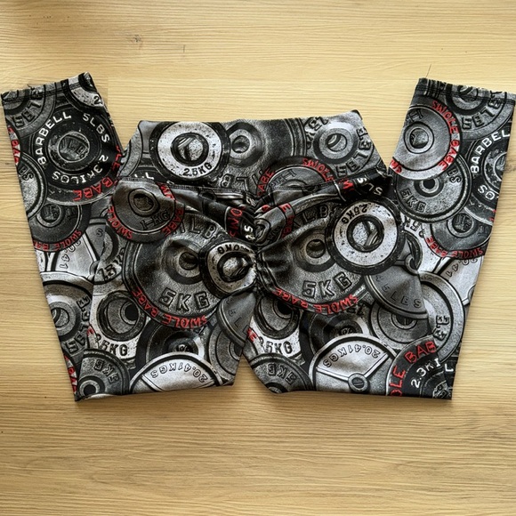 ABS2B Capri legging Weight Plates Barbell Black Red Athletic Scrunch Booty Small - Picture 5 of 5